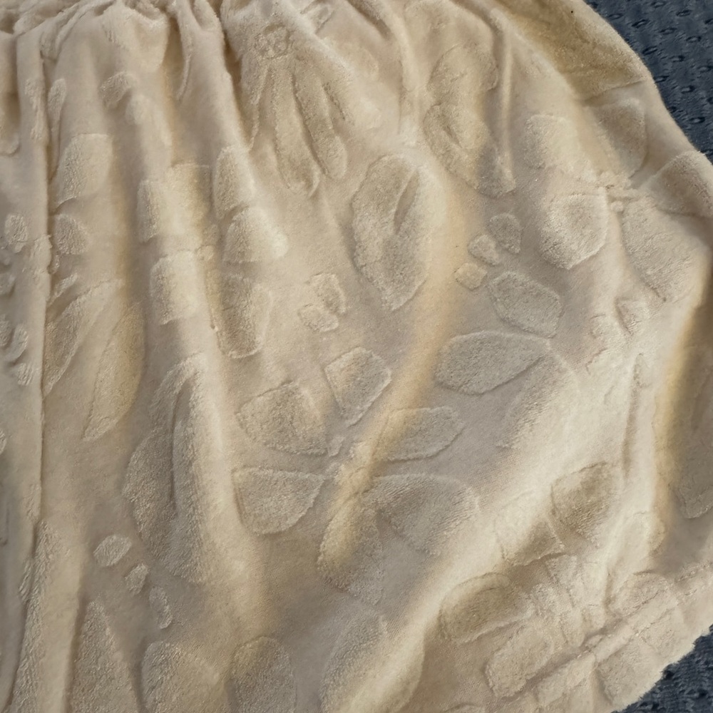 Women’s Cream Embossed Terry Shorts - Picture 8 of 8